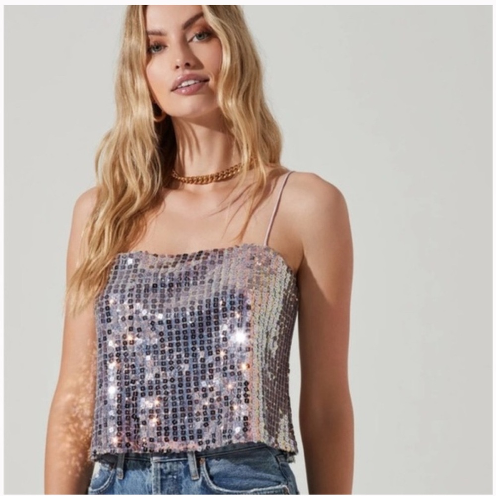 Sequin Embellished Purple Top